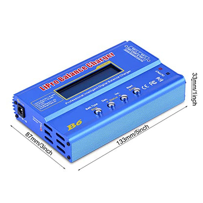 80W RC Lipo Battery Balanced Charger, B6 Smart Digital Charge Discharge Tool with Cables Multi Protection Lithium Battery Charger 1-15 NiCd NiMH RC Accessory for 1-6S Lithium Cells (with XT60 Plug) - size: With XT60 plug