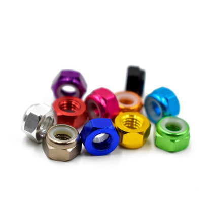 6063 aluminum alloy nylon anti-loosening nut 10 pieces anti-loosening removal nut CNC aluminum locking nut M2 M3 M4 M5 M6 M8 （titanium gray,M2x0.4=10pcs） - color: titanium gray, size: M2x0.4=10pcs