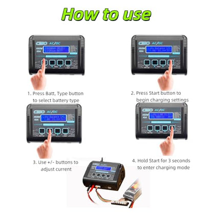 C150 150W 10A Smart Lithium Battery Charger Discharger, RC Balance Charger for LiPo Li-ion Life LiHV NiMH NiCd PB Battery, with LCD Screen Control, Multiple Interfaces & USB Port