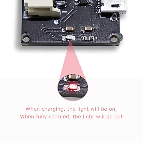 Treedix 2pcs Micro USB LiPo Battery Charger Board Without Battery 5V 500mA with JST Socket with LED Indicator Charging Rate Adjustable Automatic Power-Down