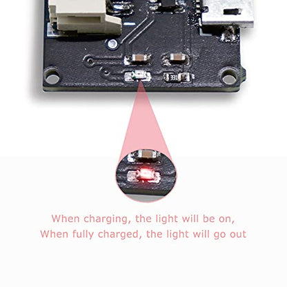 Treedix 2pcs Micro USB LiPo Battery Charger Board Without Battery 5V 500mA with JST Socket with LED Indicator Charging Rate Adjustable Automatic Power-Down