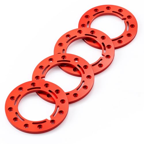 Aluminum 1.55inch Beadlock Ring 1Set/4PCS for AXIAL UTB18 D90 TF2 CC01 AX90069 MST JIMNY 1/10 RC Crawler Truck Car Wheels (Red) - color: Red