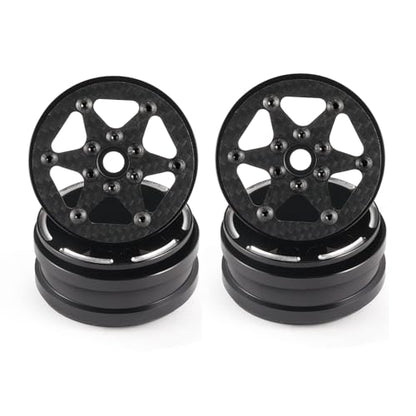 Beadlock Wheel Rims 4PCS 1.9" Upgraded Carbon Fiber Aluminum Wheel Hub Compatible with 1/10 RC Crawler Gen8 TRX-4 Axial VS4-10 Capra SCX10 RC Car Accessories (Patten B) - color: Patten B