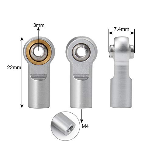 QUE-T 10pcs Metal Link Rod End M4 Ball Joint Head for RC Crawler Car (Silver) - color: Silver