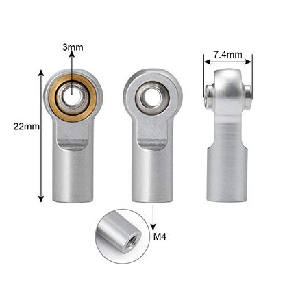 QUE-T 10pcs Metal Link Rod End M4 Ball Joint Head for RC Crawler Car (Silver) - color: Silver