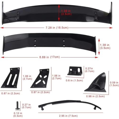 RC Modifications Spare Compatible with Tamiya 1/10 RC for Racing Drift Car Upgrade Parts 1set for Universal Rear Tail Spoiler Wing Mirror
