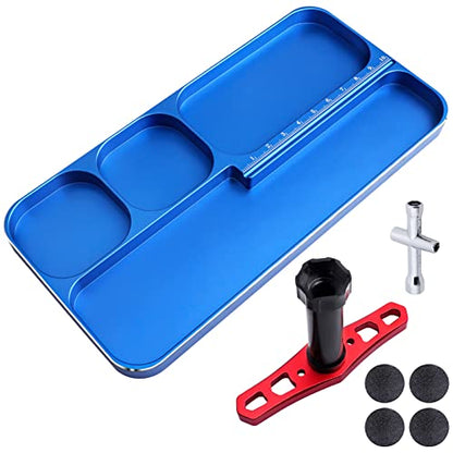 RC Screw Tray RC Repair Tool Kit Screws Hardware Fastener Tray, 17mm Hex Wheel Wrench Small Cross Hex Wrench for 1/8 1/10 1/12 1/16 1/18 1/24 Scale RC Cars Truck Crawler