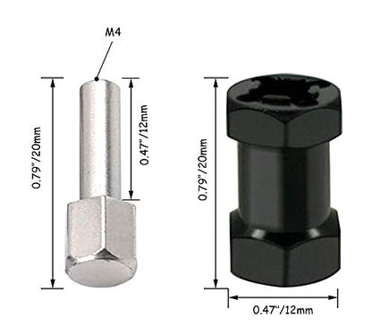 Aluminum 12mm Wheel Hex Hub with 20mm Offset Extension for SCX10 | Hex Drive Adaptor for 1/10 RC Crawler Axial SCX10 SCX10 II D90 Repairing and Upgrading