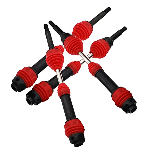 2Pairs Vgoohobby Steel Drive Shaft CVD Dogbon Front Rear Driveshaft Compatible with Traxxas Slash 4X4 Stampede Rustler Hoss VXL 4X4 RC Truck Car (Red) - color: Red