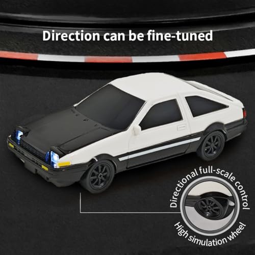 Aetheria 1/43 RC Drift Racing Car, 4WD Fully Proportional Mini Electric Race Vehicle with LED Lights Remote Control High Speed Car for Adult Outdoor - Ready to Run (Black White) - color: Black White