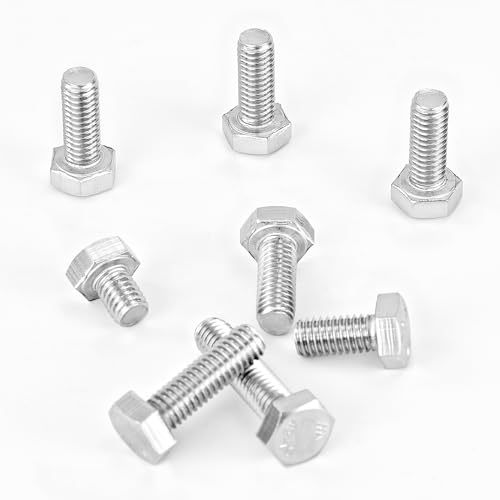 M6 x 8mm 12mm 16mm 20mm 25mm Heavy Duty Hexagon Bolts Hex Head Screws, 304 Stainless Steel, Metric, Machine Fully Thread, Bright Finish, Assortment Kit 50PCS - size: M6 x 8/12/16/20/25mm (50PCS)
