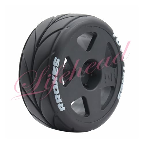 Lifehead 65mm On Road Rubber Tires& Wheels Rims 12mm Hex Hub for HPI Ken Block's Tamiya XV01 TT01 TT02B Kyosho FAZER MK2 Lc Racing PTG HSP RGT RC 3RACING D5 1/10 RC Rally Car - color: Black 2
