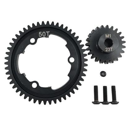 Hardened Steel 1.0 Mod Spur Gear with 23T Pinion for X-Maxx Maxx E-Revo (50T) | 1/5 Scale,1/7 XO-1,1/10 Maxx,E-Revo 2.0 VXL,Heavy Duty,Upgrade Parts,6449 Compatible,High Strength - style: 50T