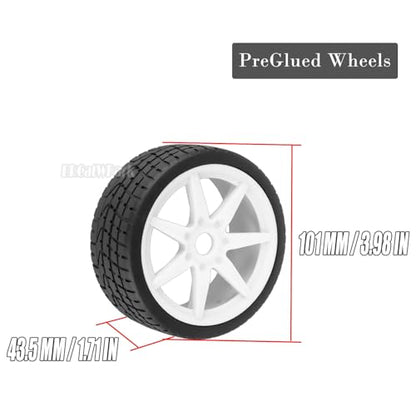 RC Highway Tires Wheel for 1/7 Infraction 6S BLX/Limitless,1/8 Typhon 6s BLX,7 Spokes Wheel Rim & Rubber Highway Tires RC Drift Tires,White - color: White - (4pcs Highway Tires)