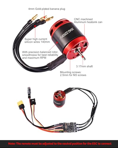 AM32 80A RC Brushless Motor ESC Combo 3542-2250 KV Outrunner Brushless Motor and ESC with USB Linker Sensorless RC ESC Motor Kit for 1/8 1/10 SCX10 TRX-4 Crawler