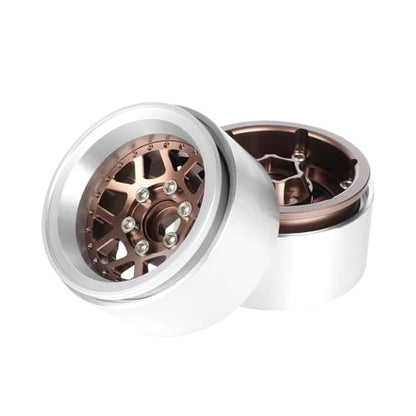 4PCS 1.9" Beadlock Wheel Rims Offset-10mm Aluminum Alloy Metal Wheel Hub for 1/10 RC Rock Crawler Car for Axial SCX10 TRX4 TRX6 D90 D110 Upgrade Accessories(Y-Shaped Bronze) - color: Y-shaped Bronze