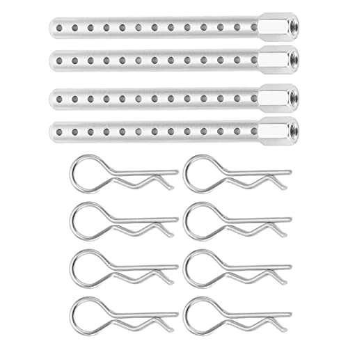RC Body Post, High Strength Aluminum Alloy RC Car Shell Column with Multiple Height Adjustment, for HSP 1/10 94102 94122 94103 94123 Cars (Silver) - color: Silver