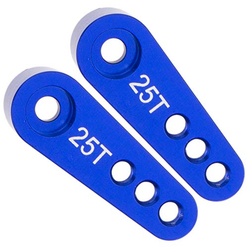Aluminum 28.5mm 25T Teeth Tooth Steering Half Servo Arm Horn 2-Pack for 1/10 Rc Hobby Model Car/Boat Futaba Traxxas Slash, Cojoys (Dark Blue)