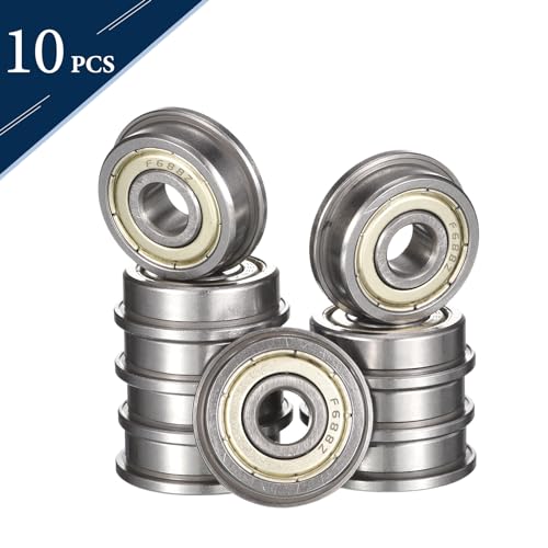 F688ZZ Flanged Ball Bearing, ID 8mm x OD 16mm x Width 5mm Miniature Bearings, Double Metal Shielded Deep Groove Bearings, Pre-Lubricated (GCr15) Chrome Steel 10pcs - size: F688ZZ 8mmx16mmx5mm