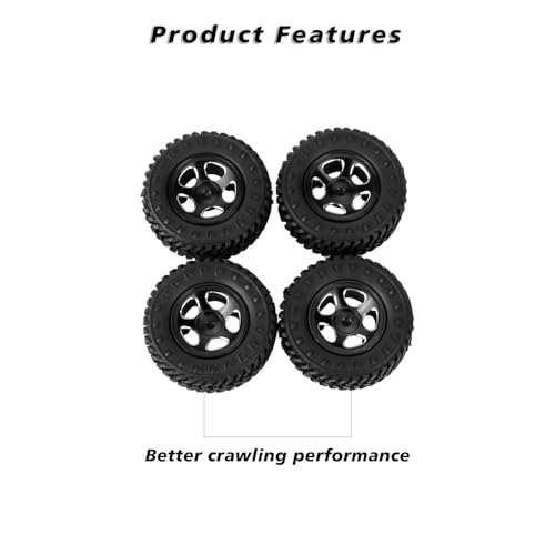 FCX24 Wheels and Tires 1.0 Beadlock Wheels 50MM Soft Sticky Tires with Brass Counterweight Ring for Axial SCX24 FMS FCX24M FCX24 Upgrades 1/24 RC Crawler - style: 128g
