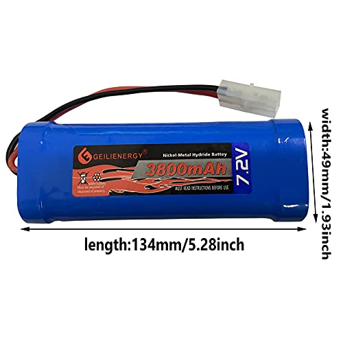 7.2V 3800mAh Ni-Mh Rechargeable RC Replacement Battery with Standard Tamiya Connector for RC Cars, Boats Robots(1 Pack) - color: 1 Pack