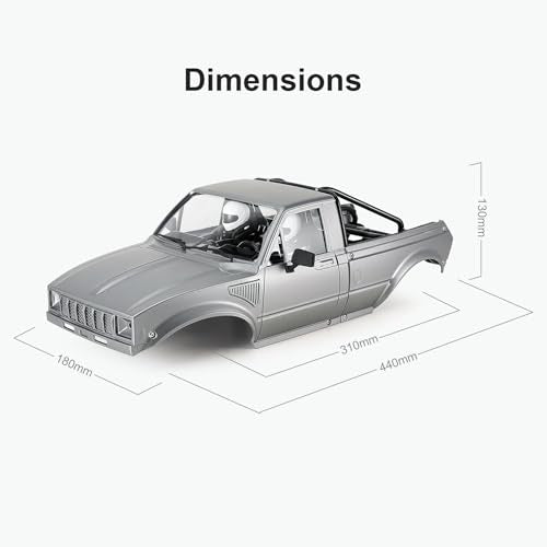 INJORA IR60 Hard Body with Interior & Bed Cage for 1/10 RC Crawler (Gray) - color: Gray