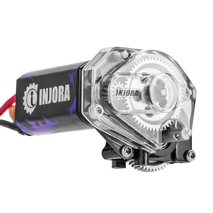 INJORA Aluminum Acrylic Transmission with 050 Brushed Motor 50T for 1/24 RC Crawler SCX24 Upgrade