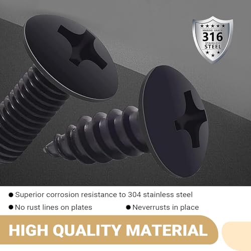 8 PCS License Plate Screws Kit, Rustproof Front Rear License Plate Mounting Fixing Screws, 304 Stainless Phillips Steel Bolts Fastener, Universal for Most Cars, Trucks, SUVs (Black/M6)