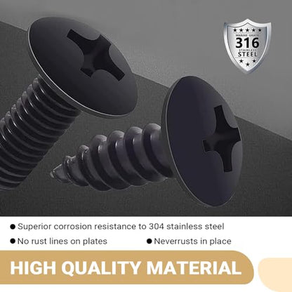 8 PCS License Plate Screws Kit, Rustproof Front Rear License Plate Mounting Fixing Screws, 304 Stainless Phillips Steel Bolts Fastener, Universal for Most Cars, Trucks, SUVs (Black/M6)
