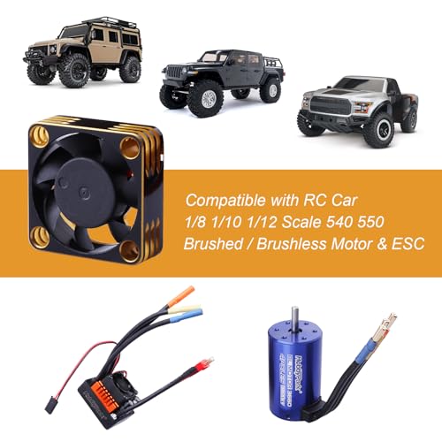 30mm RC Cooling Fan Kit Heatsink for 540 550 Brushed Brushless Motor ESC Aluminum Case (Black&Gold) - color: Black&Gold