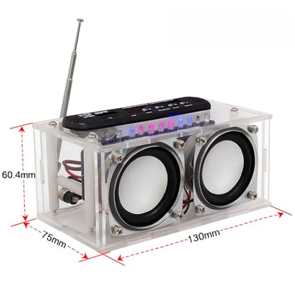 DIY Stereo Speaker Soldering Practice kit- BT,USB Player &FM Receiver- Complete Soldering Project kit with Components, PCB & Enclosure, Perfect for Electronics Enthusiasts & Beginners
