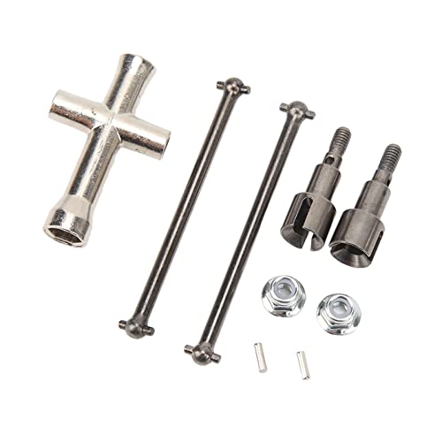 RC Car Rear Drive Shaft Replacement, Steel Rear Axle Shaft for SCY 16101 16102 16103 16201, 1/16 RC Cars Drive Shaft, High Accuracy Steel Dogbone with Axle Cup and Flange Nut for E