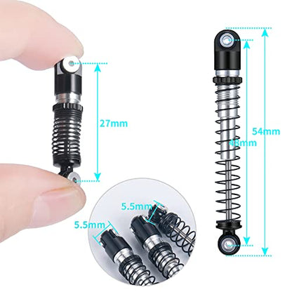 RC-Hub 4Pcs Aluminum Threaded Tele Shock Absorber Damper 48mm for 1/24 Axial SCX24 AXI90081 Deadbolt RC Crawler Car (Black Silver) - color: Black Silver