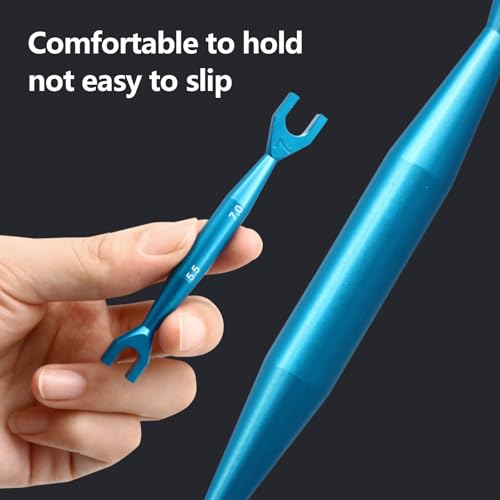 3pcs Aluminum Alloy Wrench 3-4mm 4.5-5mm 5.5-7mm Double End Universal Spanner Open End Small Wrench Set Repair Tool For Rc Crawler Car HSP Traxxas Axial SCX10 Truck (Blue) - color: Blue