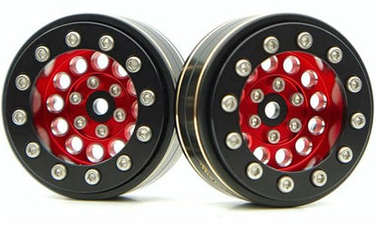 1.3 Beadlock Wheels & Brass 46.5g Offset-3mm for 1/18 1/24 RC YK (Red Black) - color: Red Black