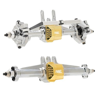 RC Front and Rear Axles Set CNC Aluminum Alloy Portal Axles Set Complete Axles Suit for 1/18 TRX4M TRX4 Redcat Ascent-18 Etc Upgrade Kit(Silver)