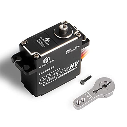 45KG Coreless Servo 8.4V High Torque Full Metal Gear Servo, IP67 Waterproof Steering RC Servo with Control Angle 270° for 1/10 Scale RC Cars, RC Crawler, Trucks & Robot Parts (45KG) - style: 45KG