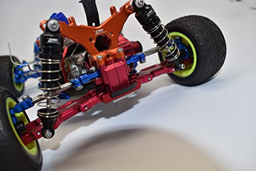 2Pc Upgrades Aluminum Rear Lower Suspension Arm Mount with 1/18 Mini-T 2.0 Stadium Truck Los01015 Rc Cars by GPM (Orange)