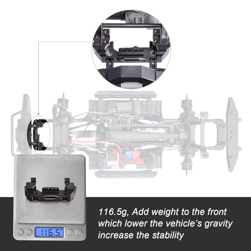 Hobbypark 116.5g Heavy Brass Front Bumper Mount Servo Mounts Bracket Stand Weights Compatible with TRX4 Defender Bronco Sport Blazer Crawler