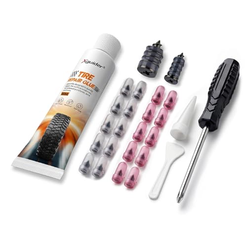 Tire Repair Kit, 100ml Repair Glue, 20 Rubber Nail Plugs | Fast Drying Adhesive, Waterproof Rubber Cement Glue, 2 Size Rubber Nail Screw Plugs for Car, Bicycle, SUV, ATV, Motorcycle - style: 100mlx1 + 20 nails