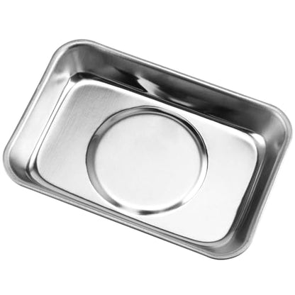 SINJEUN 10 Pieces Rectangle Magnetic Part Tray, 3.6 x 2.5 Inch Magnetic Tray Set, Stainless Steel Magnetic Tray Holder for Screws, Nut, Bolt and Metal Part - size: 3.6 x 2.5 Inch Rectangle
