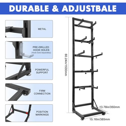 Multilayer Storage Rack Shelf Display Stand for RC Model Cars | Quick assembly, multi-scale fits for 1/8-1/24 TRX4 SCX10 TRX4M SCX24, expandable side holes for hanging RC tools - size: 13.78" x 15.16" x 60.24"