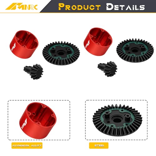 2PCS Diff Differential Case Cover 37t & 13t Gear Compatible with Arrma 1/10 Senton Big Rock Granite 3S BLX Diff Cover Outcast Kraton 4S 1/8 Typhon 3S Mojave Infraction Series Upgrades Part Red - color: Red