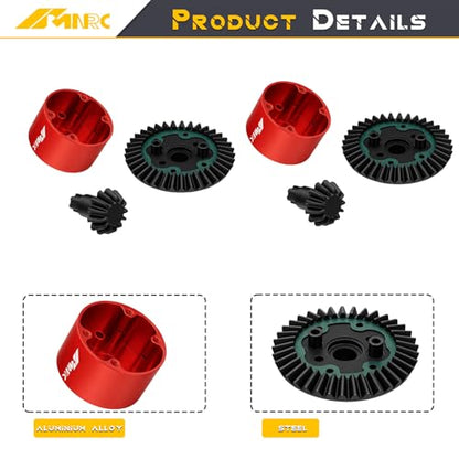 2PCS Diff Differential Case Cover 37t & 13t Gear Compatible with Arrma 1/10 Senton Big Rock Granite 3S BLX Diff Cover Outcast Kraton 4S 1/8 Typhon 3S Mojave Infraction Series Upgrades Part Red - color: Red