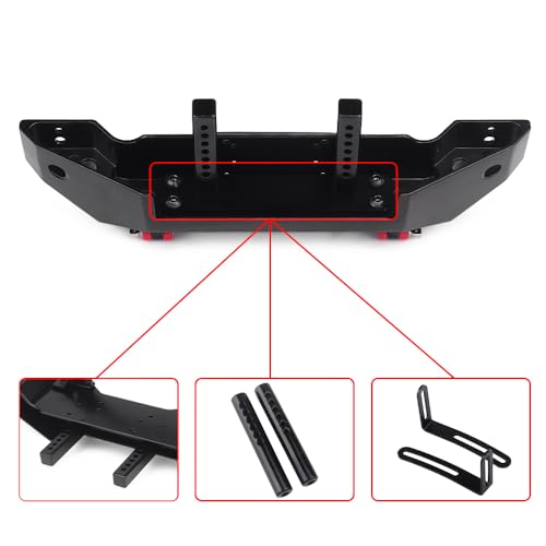 INJORA RC Front Bumper Metal Front Bumper with Led Lights for 1/10 RC Crawler Axial SCX10 90046 SCX10 III AXI03007 TRX-4