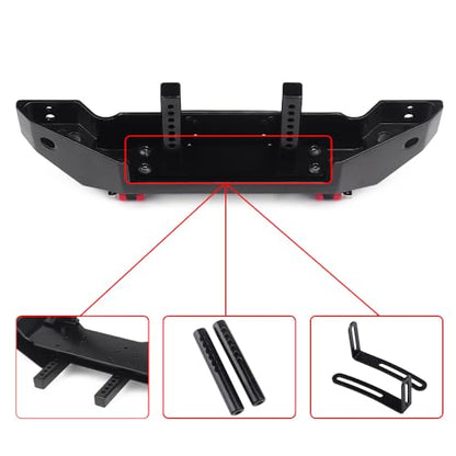 INJORA RC Front Bumper Metal Front Bumper with Led Lights for 1/10 RC Crawler Axial SCX10 90046 SCX10 III AXI03007 TRX-4