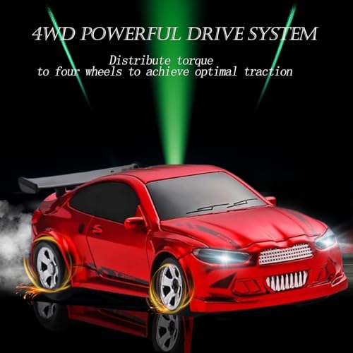 RC Drift Car, 1/64 Mini RC Remote Control Car, 2.4GHz Full Proportional RTR High Speed Micro Sports Racing Drift, 4WD HobbyFast Race Vehicle with Lights, Model Toys Gift for Kids, Boys, Adults - color: Red
