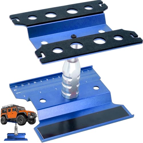 RC Car Repair Work Stand Lift Lower Adjustable Workstation Aluminum 360 Degree Rotation for 1/8 1/10 1/12 RC Car Traxxas Slash TRX4 Arrma Axial SCX10 Losi Redcat Wltoys RC Crawler Monster Truck Buggy - color: Lift Lower Blue