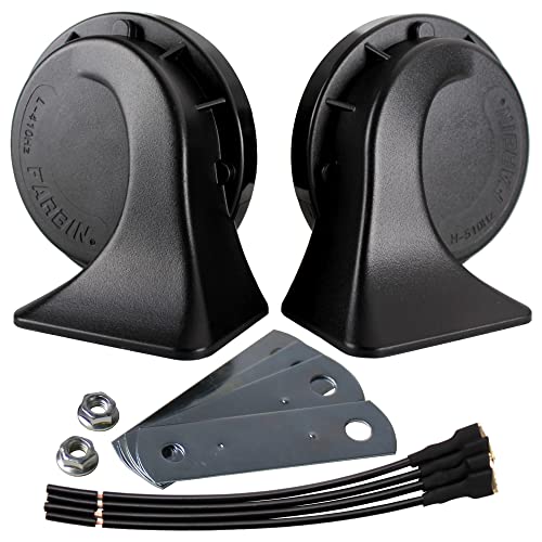 FARBIN Horns Truck Horn 24V Car Horn Loud Dual-Tone Train Horn Waterproof | 24V 130dB loud, black classic design, waterproof, universal for any 24V vehicles - style: 24V Black car horn