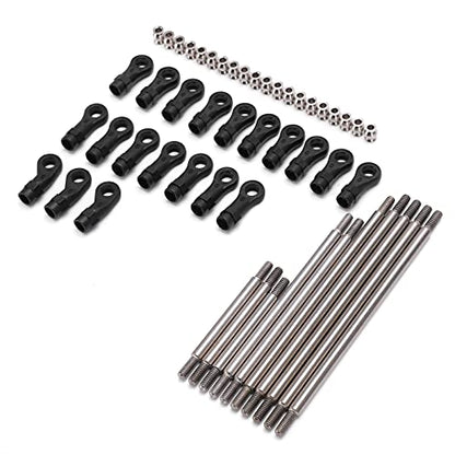 SUNGOOYUE RC Metal Link Tie Rod Pull Rod Set, Stainless Steel Wear Resistant Firm Deformation Resistant with End Ball Set, for 1 10 RC Car 324mm Wheelbase